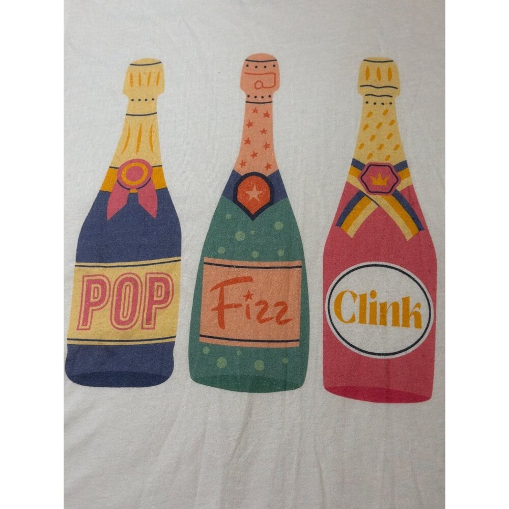 Pop Fizz Clink Graphic T Shirt Golden Rose Clothing Cotton Champagne Sz S NWOT - Picture 3 of 4